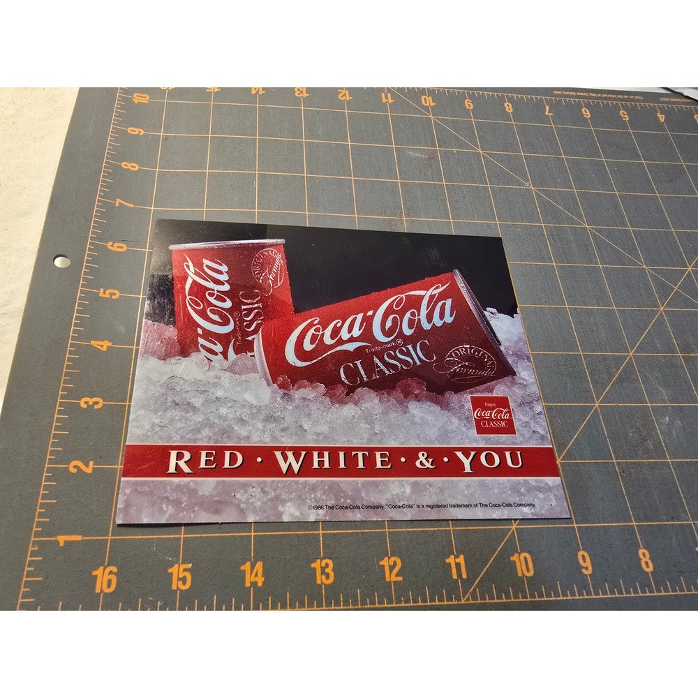 Vintage 1986 Coca-Cola Classic Red White & You Soda Advertising Sign 8x6 - Picture 3 of 4